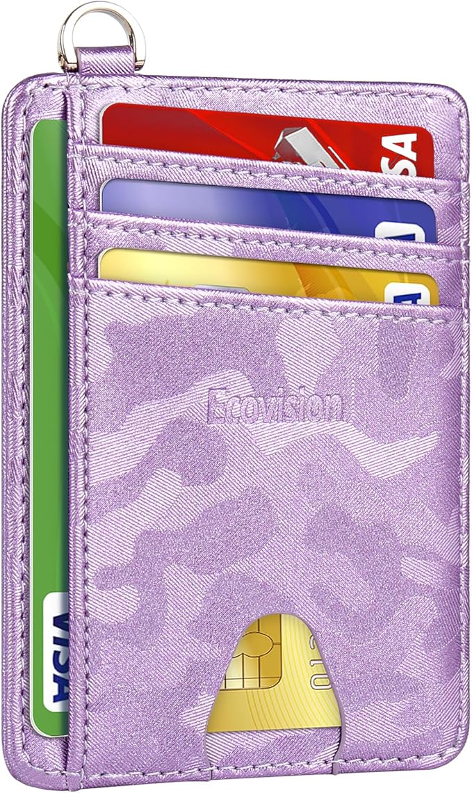 EcoVision Slim Minimalist Front Pocket Wallet, RFID Blocking Credit Card Holder Wallet with Detachable D-Shackle for Men Women