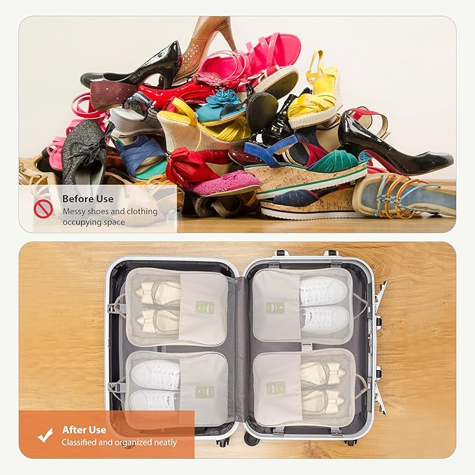 Shoe Bags for Travel,Shoe Bag Holds 3 Pair of Shoes,Shoe Storage Pouch for Travel and Daily Use,Shoe Organizer Travel Essentials for Packing in Suitcase,Waterproof