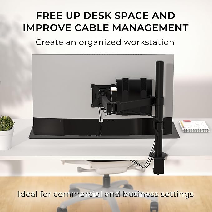 HumanCentric Universal Small Device VESA Mount for VESA Arms, Adjustable Strap Mount for Small Computers and Other Electronic Devices, Mounts On The Back of a Computer Monitor Using VESA Arm