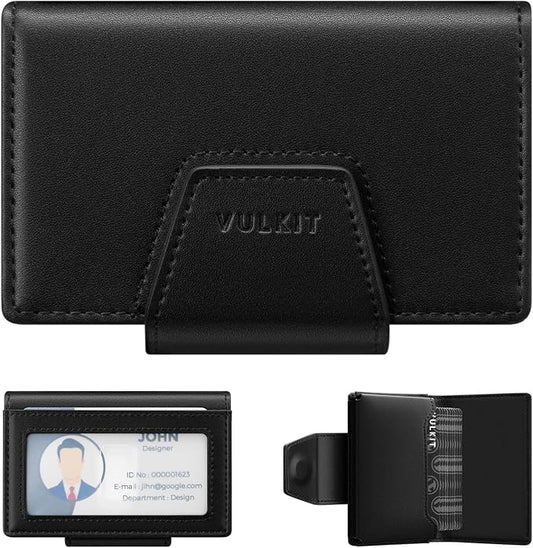 VULKIT RFID Blocking Credit Card Holder, Leather Business Card Holder Case, Minimalist Wallet with Magnetic Closure