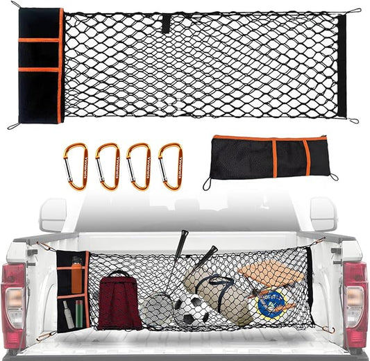 Envelope Style Truck Bed Cargo Net Compatible with 2005-2025 Toyota Tacoma,Highly Elastic Truck Cargo Net for Tacoma Accessories (Upgraded Storage Bag)
