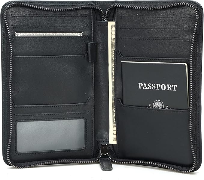 Polare Napa Leather Passport Holder Cover Case for Men RFID Blocking Travel Wallet Holds 4 Passports