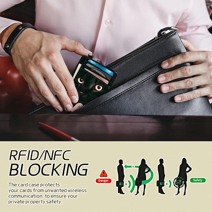 Small Travel Wallets, Black Cat Glitter Slim Minimalist Front Pocket Wallet with Wristlet, RFID Blocking PU Leather Credit Card Holder with ID Window Change Purse for Men Women