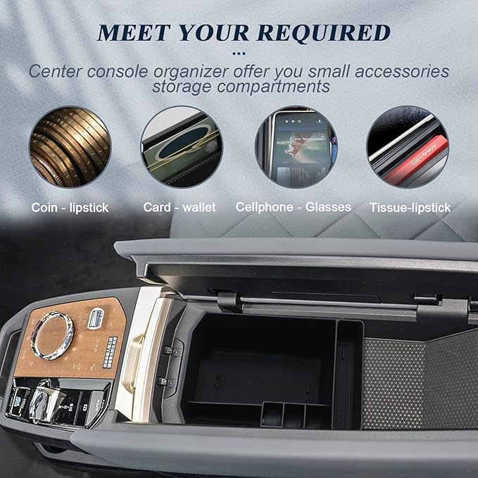 BIBIBO BMW iX Center Console Organizer - Upgraded for 2022-2024 BMW iX (I20) Insert Middle Armrest Storage Box