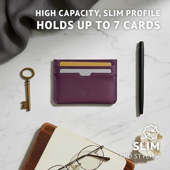 Vaultskin MOORGATE Slim Card Holder – Minimalist Leather Wallet with RFID Blocking, Front Pocket Credit Card Case for Men & Women