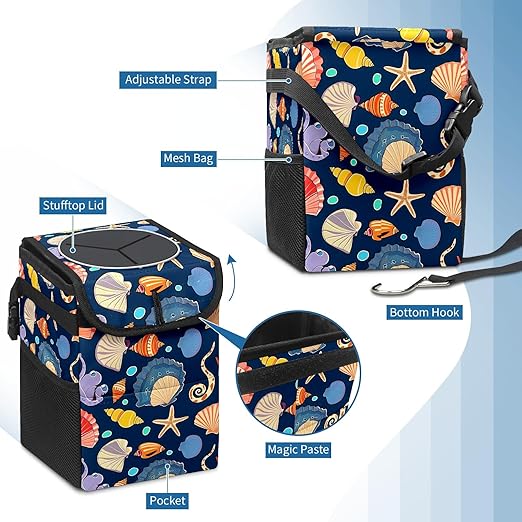 Car Trash Can – Multi-Purpose, Lightweight and Portable with Durable Water-Resistant Coating, No Installation Required, Practical and Ample Capacity, Variety of Colors.Conch Shell