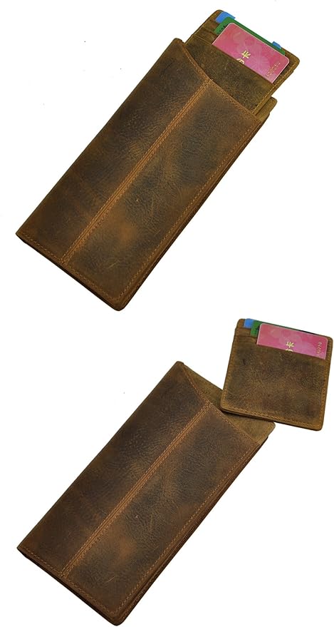Le'aokuu Mens Genuine Leather Bifold Wallet Organizer Checkbook Card Case (1019 Light Brown)