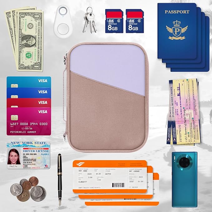 EcoVision Family Passport Holder for Travel with RFID Blocking, Traveling Essentials Organizer Pouch Bag, Light Passport Wallet for Travel Must Haves Accessories for Women Men