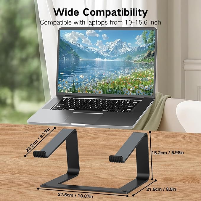 Tonmom Laptop Stand for Desk, Aluminum Laptop Riser Holder, Removable Metal Notebook Stand Ventilated Cooling Computer Riser Compatible with 10-15.6??Laptops