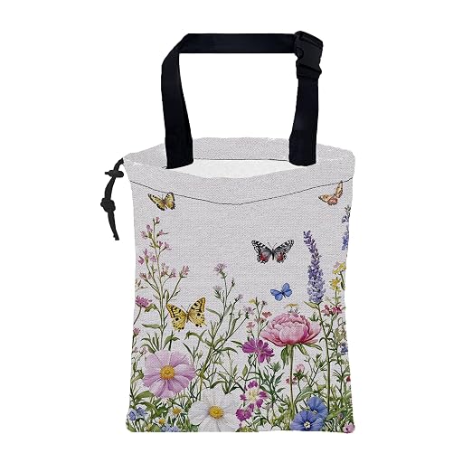 Car Garbage Bag Watercolor Butterfly Wildflower Drawstring Car Trash Bag Hanging for Back Seat with Adjustable Buckle Canvas Vehicle Trash Can Easy-to-Install