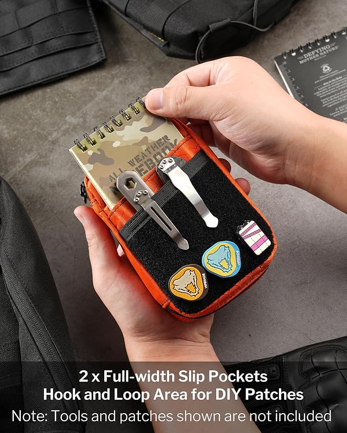 VIPERADE VE26 EDC Pouch Organizer with 11 Compartments, Small Tool Pouch with DIY Patches Area, EDC Pocket Organizer for Mutitools