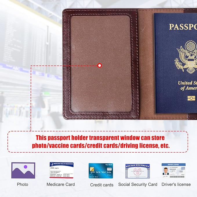 TIGARI Passport Holder for Travel Women Men, Valentines Day Gifts PU Leather Wallet Cover Case Sleeve, Waterproof Protected Document Organizer, Vacation Plane Cruise Travel Essentials