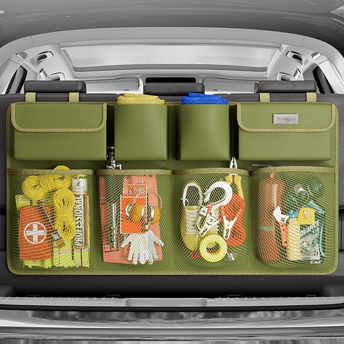 SURDOCA Car Trunk Organizer, LARGE CAPACITY(43 x 19 in) Car Storage Bag with 8 Pockets, 7X Upgraded Trunk Storage Organizer for Car, SUV, Truck, MPV