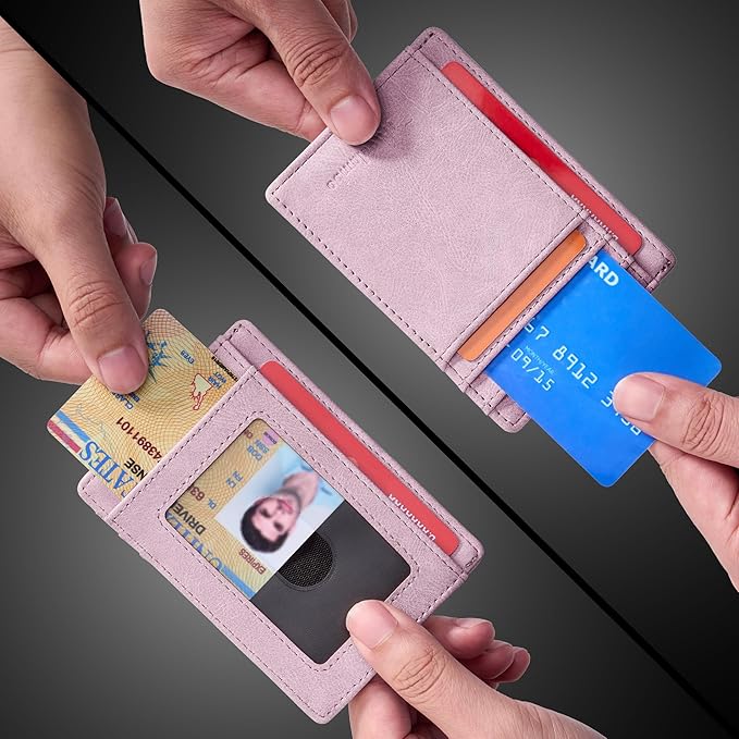Travelambo Slim Wallet Front Pocket Minimalist Leather RFID Blocking Medium Size