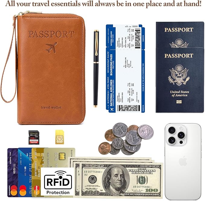 Family Passport Holder for Travel Women and Men RFID Passport Holder with Card Slots Holder Passport Case Passport cover Passport Wallet Travel Essentials and Accessories