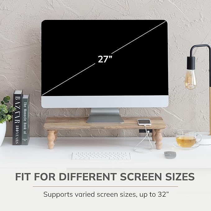 Anji Mountain Monitor Stand - Desktop Organizer & Laptop Riser, Ergonomic Monitor Riser, Space-Saving Monitor Stand for Desk, Durable Construction, Easy Assembly, Ideal for Home & Office,Mango