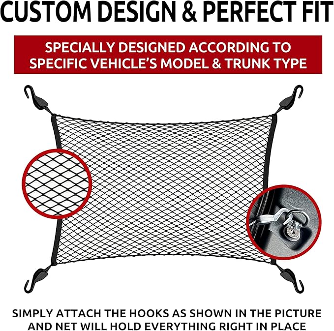 Floor Style Automotive Elastic Frunk Mesh Cargo Net for Ford F-150 Lightning 2022-2025 - Premium Frunk Organizer and Storage - Luggage Net for Pickup Truck - Best Car Organizer