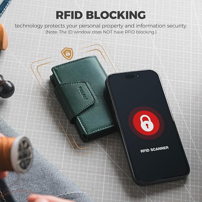 VULKIT RFID Blocking Credit Card Holder, Leather Business Card Holder Case, Minimalist Wallet with Magnetic Closure