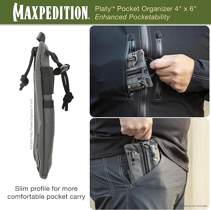 MAXPEDITION Platy Pocket Organizer, Durable EDC Tool Pouch for Men, Neck Wallet with Paracord Lanyard, Holds Flashlight, Multitool, Pen, Notebook