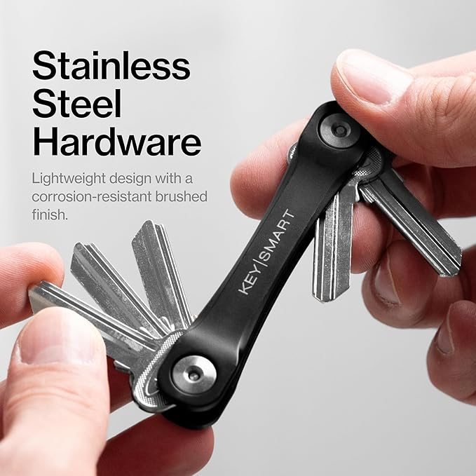 KeySmart Original Key Holder - Compact Key Organizer for Key Chain, Minimalist Clutter-Free EDC Keychains Key Ring, Black, 8 Keys, 2 Pack