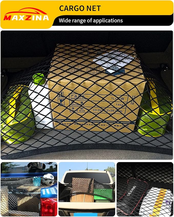 Cargo Net Compatible with 2022-2026 Ford Maverick 2021-2026 F150 Truck Storage Net Dense Mesh Single Layer Stretchable Adjustable Elastic with 8 Hooks for 2025 Exterior Accessories (4'×4')