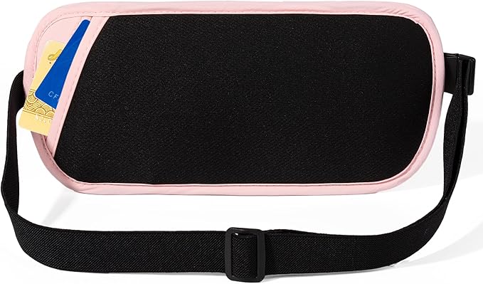 Money Belt - Slim Passport Holder RFID Blocking Travel Wallet Undercover Fanny Packs for Men Women - Pink
