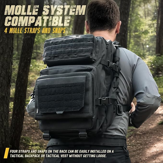 WYNEX Tactical Folding Admin Pouch, Molle Tool Bag of Laser-Cut Design, Utility Organizer EDC Medical Bag Modular Pouches Tactical Attachment Waist Pouch Include U.S Patch