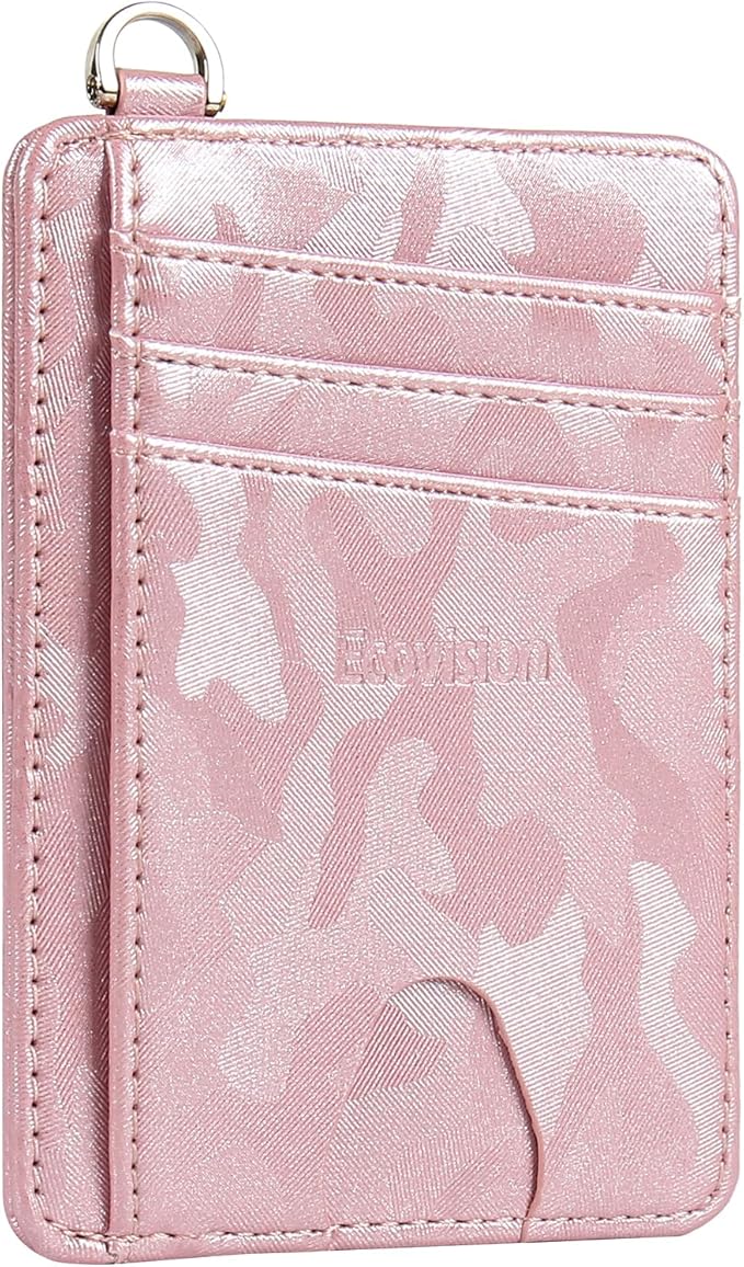 EcoVision Slim Minimalist Front Pocket Wallet, RFID Blocking Credit Card Holder Wallet with Detachable D-Shackle for Men Women