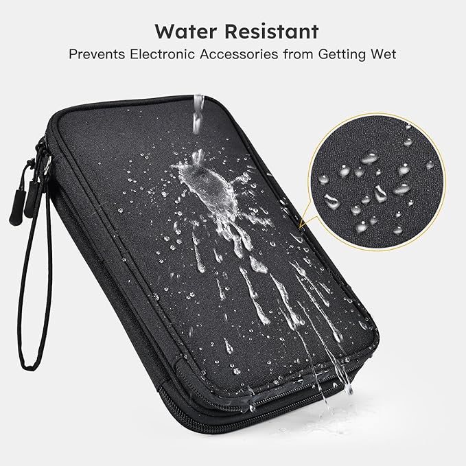 CAAORDKSO Large Electronics Travel Organizer Case, Electronic Accessories Carry Case Portable Waterproof Double Layers Storage Bag for Cord, Cable, Charger, USB, Power Bank, Earphone (Black, X-Large)