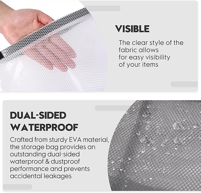 Sea Team 2-Pack Waterproof Travel Toiletry Bag, Makeup Organizer & Storage Pouch - Clear EVA Material, Large Opening, Portable Handle for Travel, Gym, Swimming, Daily Use
