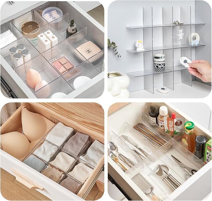 8pcs Adjustable Drawer Dividers Organizer|Expandable Drawer Organizers for Clothes, Kitchen Utensils&Tools, Customizable Drawer Dividers for Drawers|Separadores de Cajones for Storage&Organization