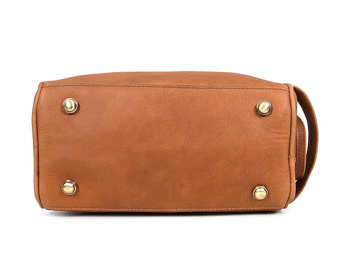 10" Premium Leather Toiletry Travel Pouch With Waterproof Lining | King-Size Handcrafted Vintage Dopp kit By Aaron Leather Goods (Buckthrown Brown)