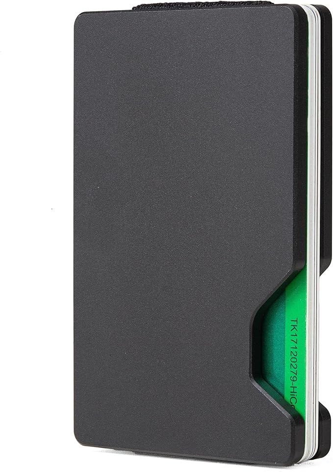 Slim Wallet for Men,RFID Blocking Minimalist Metal Wallet, Money Clip/Cash Holder, Front Pocket Aluminum Credit Card Holder, Ideal Gift for Men-Matte Black