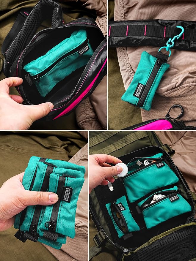 TACTICAL_GEEK Storage A5 EDC Storage Pouch Set, Molle EDC Gadget Pouch, Multi-Functional Utility Small Tool Pocket for Daily Carry (Turquoise)