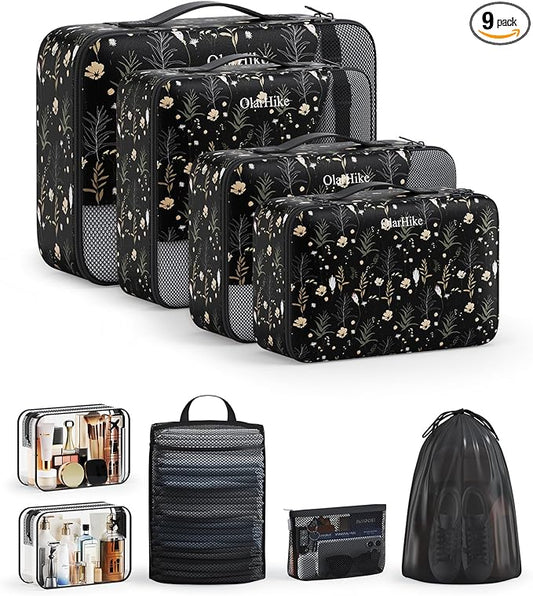 9 Set Packing Cubes for Travel, Gifts for Women Mom,Anti-Tearing Suitcase Organizer,OlarHike Vacation Essentials & Accessories for Cruise Ship