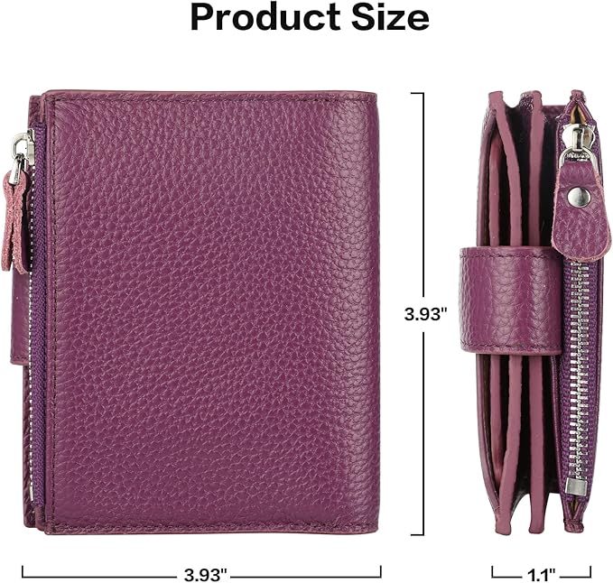 Lavemi Small Compact Women Wallet RFID Blocking Genuine Leather Bifold Purse with ID Windows