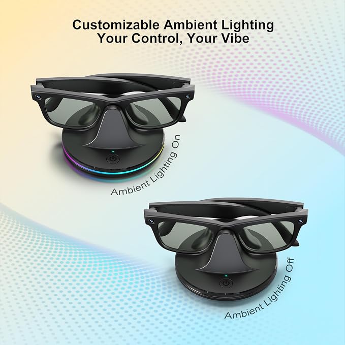Charging Dock for Ray-Ban Meta Smart Glasses,Charging Station Compatible with Wayfarer, Skyler, Headliner & Oakley HSTN,Smart Glasses Accessories with LED Indicator,Ambient Lighting,Black