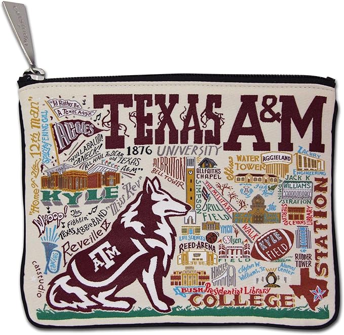 Catstudio Zipper Pouch, Texas A&M University Travel Toiletry Bag, 5 x 7, Ideal Makeup Bag, Dog Treat Pouch, or Purse to Organize Supplies for Grads & Alumni