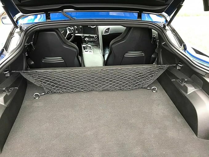 Trunk Organizer Cargo Net for Chevrolet Corvette C7 2014-2019 – Envelope Style Cargo Net for Coupe-Premium Mesh Car Trunk Organizer Vehicle Carrier Storage–Compatible with Corvette C7