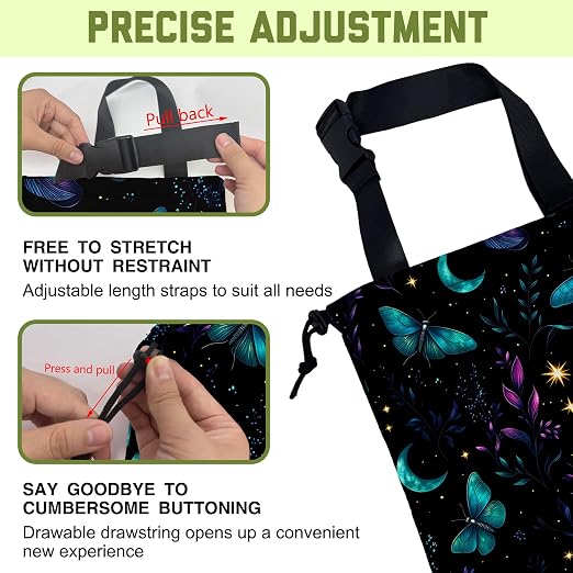 Car Garbage Bag Blue Purple Butterfly and Moon Hanging Canvas Car Trash Bag Waterproof Drawstring Car Back Seat Organizer for Car Back Front Seat Console with Adjustable Buckle