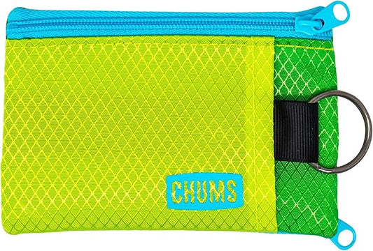 Chums Surfshorts Wallet - Lightweight Slim Wallet with RFID Blocking Card & Clear ID Window - Zippered, Minimalist Wallet w/Key Ring - Solid Colors