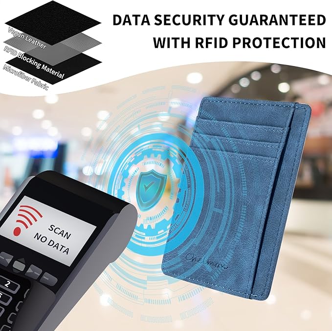 Chelmon Slim Wallet for Men, Minimalist Front Pocket RFID Blocking Credit Card Holder