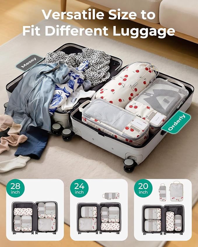 BAGSMART 6 Set /4 Set/2 Set Compression Packing Cubes for Travel, Lightweight Luggage Organizer Bags, Durable Space Saver Bags Travel Essentials