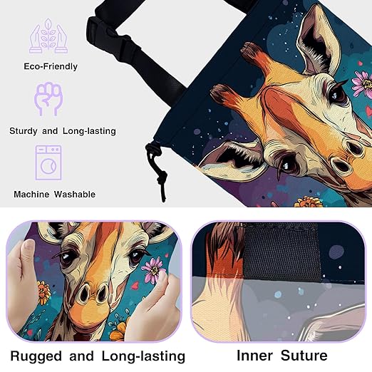 Car Trash Bag Hanging Cute Giraffe Flowers Car Trash Can for Back Seat Waterproof Car Trash Bin with Adjustable Straps and Drawstring for Car Accessories Vehicle Travelling Camping