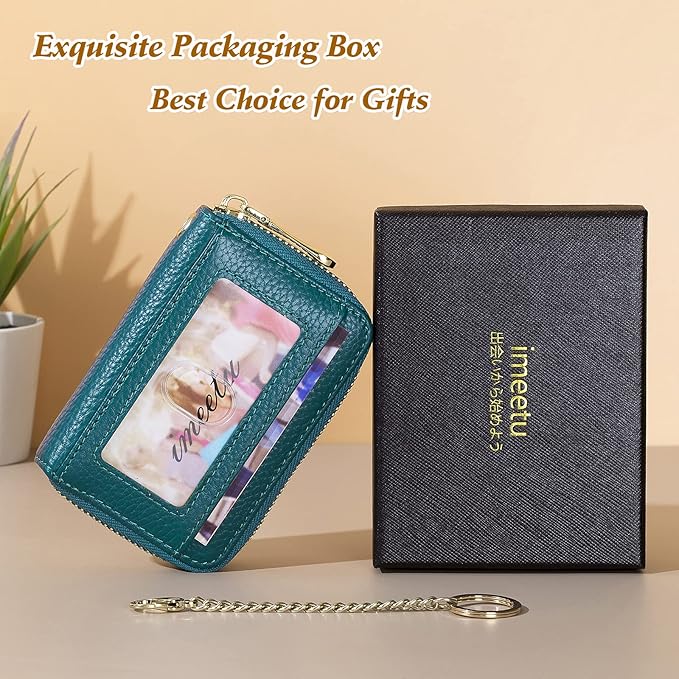 imeetu Rfid Credit Card Holder,Genuine Leather Businese Card Case,Rfid Blocking Wallet for Women & Men