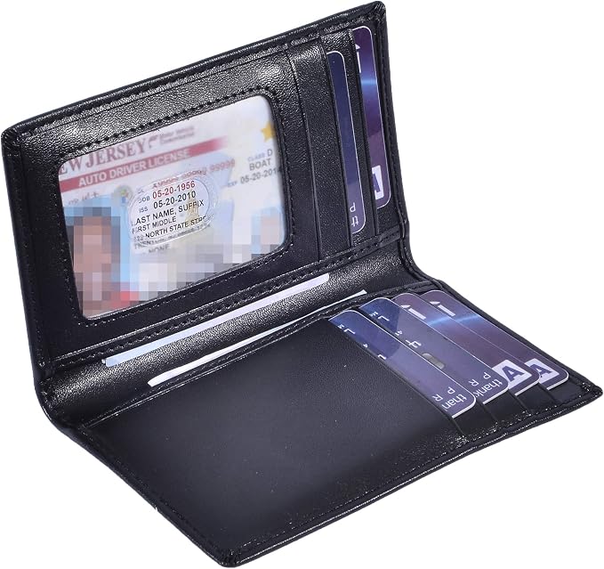 Slim Thin ID/Credit Card Holder RFID Genuine Leather Bifold Front Pocket Wallet