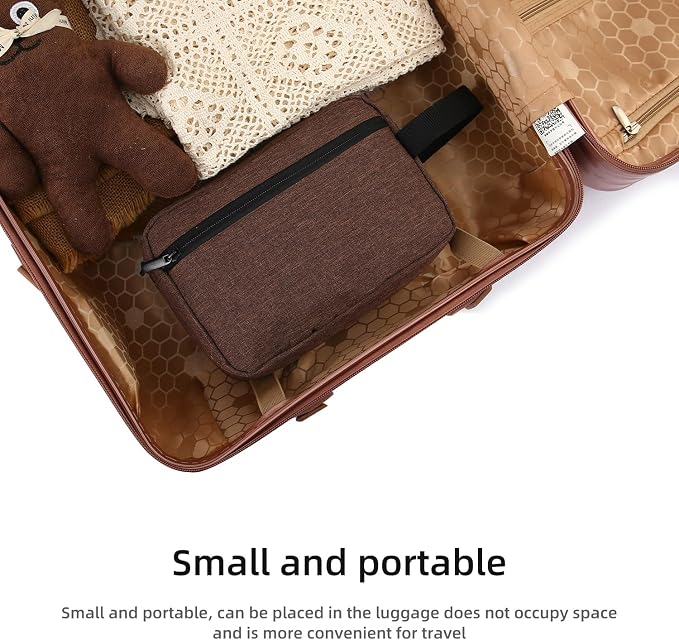 Icramsy Travel Toiletry bag Toiletry bag for women men Hanging Cosmetic bag Travel accessories for Women Men (Brown)