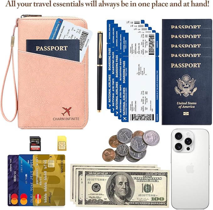 Family Passport Holder for Travel Women and Men RFID Passport Holder with Card Slots Holder Passport Case Passport cover Passport Wallet Travel Essentials and Accessories