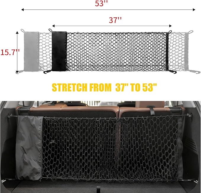 Cargo Net Compatible with 2013-2025 Nissan Pathfinder Truck Bed Cargo Net 3.05'×1.31' Double Layer Envelope Style Dense Mesh Trunk Organizer for 2024 Pathfinder Exterior Accessories