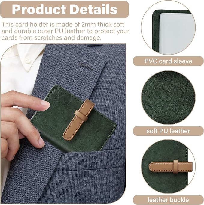 Credit Card Holder with 26 Suitable Slot, ID Card Case PU Leather Wallet for Women Men Business Organiser Pocket (Green)